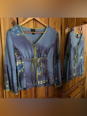 Vintage Anthropologie Plenty by Tracy Reese 100% Silk Blouse Top  Y2K, fairycore